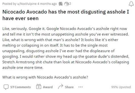 nickocado avocado asshole|Nicocado Avocado has the most disgusting asshole I have ever。